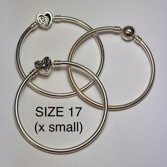 Set of 3 Sterling Silver Pandora Bangles - Picture 1 of 1